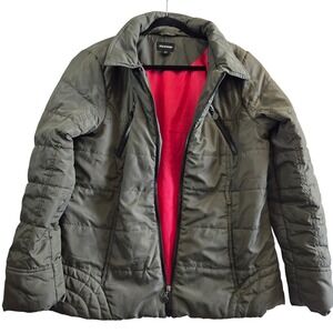 Joe Boxer Womens XL Olive Green Puffer Jacket‎ Quilted Coat Chore Hiking Comfy